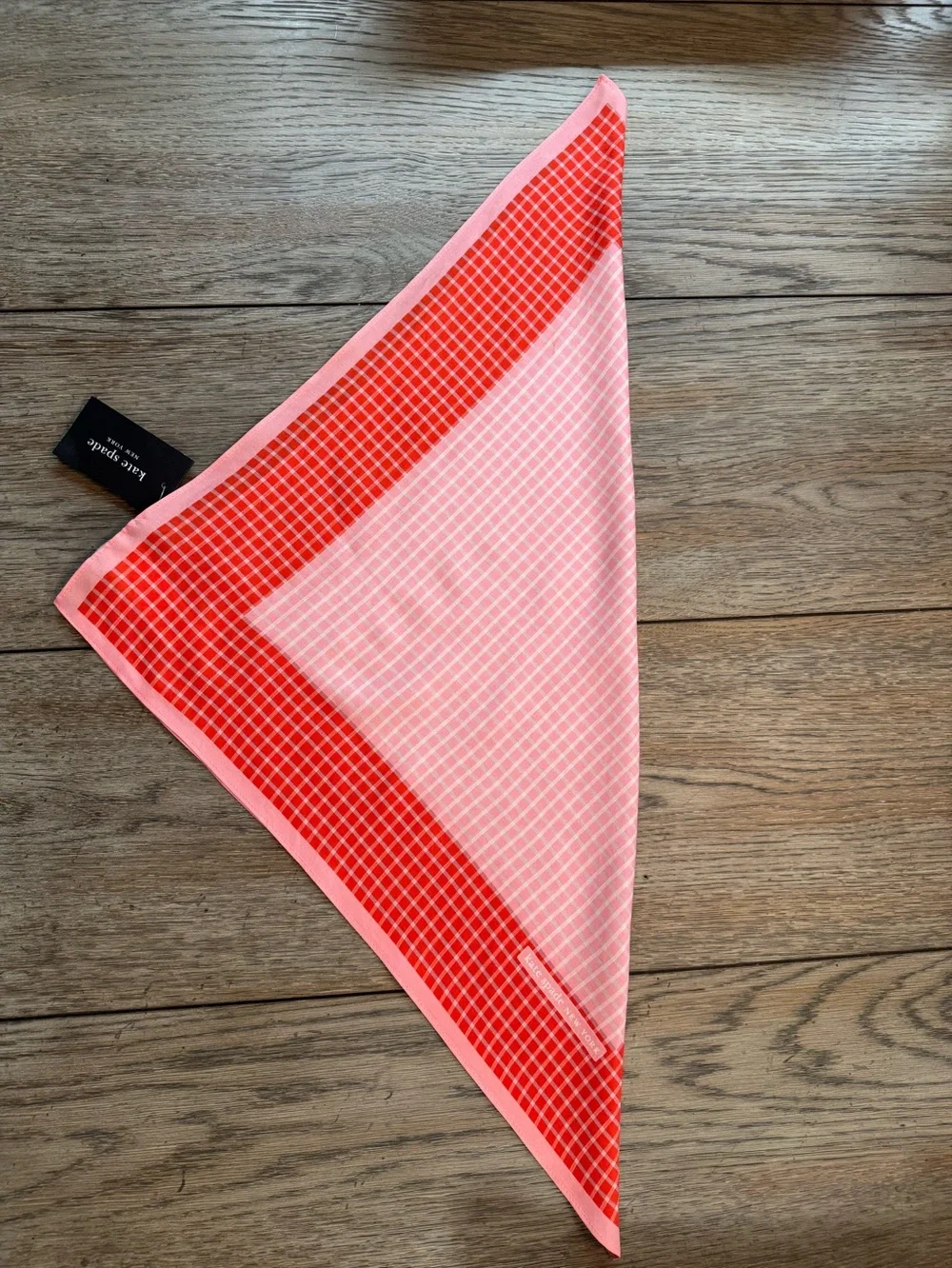 Kate Spade Petite Windowpane Block Bandana Scarf - Red and Pink